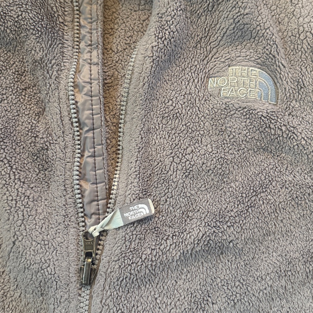 Gray fuzzy North Face zip up - Picture 4 of 10